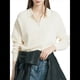 thumbnail image 1 of Camisa de Larga para Mujer, Informal, Holgada, con Cuello en V, para Trabajo Formal, Ropa de Otoño. Crema L, 1 of 9