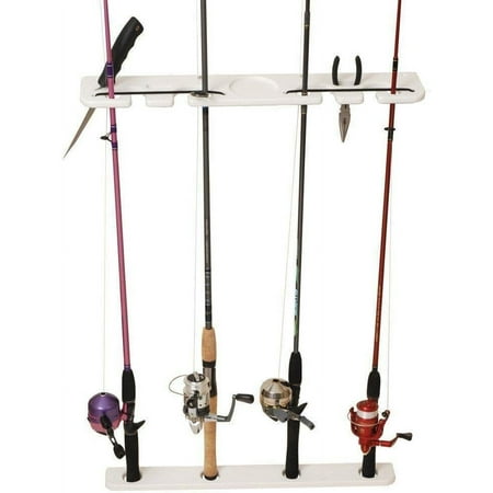 ethylene 4-Rod Transom Mount Tackle Rack 23-1/4-Inch Length/4-Inch Depth White Finish