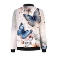 thumbnail image 5 of Feancey On Sale Women's Floral Bomber Jackets Lightweight Fashion Zip Up Trucker Jackets Fall Casual Long Sleeve Elastic Ribbed Comfy Flight Jacket with Pockets Multicolor M, 5 of 5