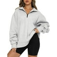 thumbnail image 2 of SAYOO Loose Fall  Sweatshirts for Women, Quarter Zip Solid Color Long Sleeve Casual Pullover, 2 of 6