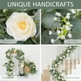 thumbnail image 3 of Zukuco 4 Pack 24Ft Artificial Eucalyptus Flower Garland with Roses, Fake Rose Flower Greenery Garland Floral Vines for Wedding Home Party Table Runner Decor (4PCS, white), 3 of 7