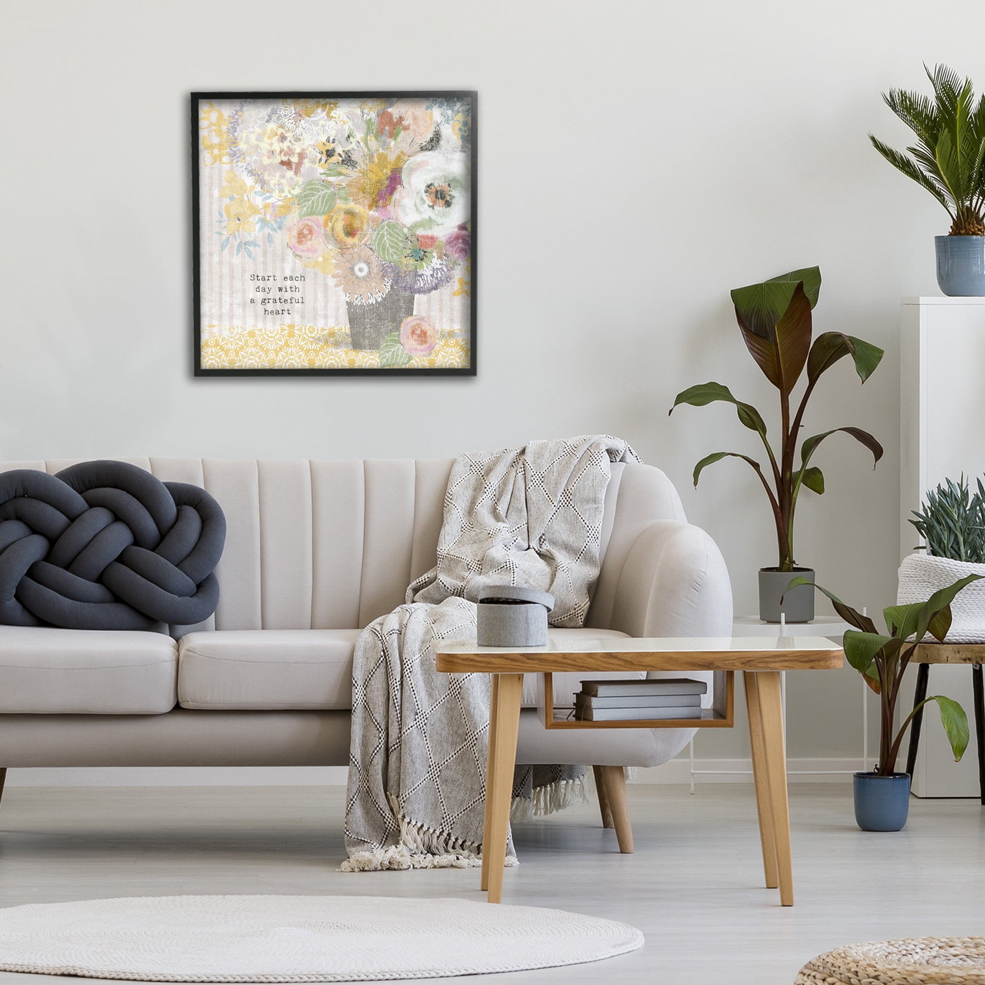 Stupell Industries Floral Inspirations Grateful Heart Black Framed Giclee Art, design by Suzanne Nicoll
