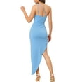 thumbnail image 3 of INSPIRE CHIC Sleeveless Cutout Dress for Women's One Shoulder Asymmetrical Ruched Dresses L Light Blue, 3 of 6