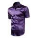 thumbnail image 1 of Camisa De Satén De Seda Morada Para Hombre, Manga Corta, Cor, 1 of 6