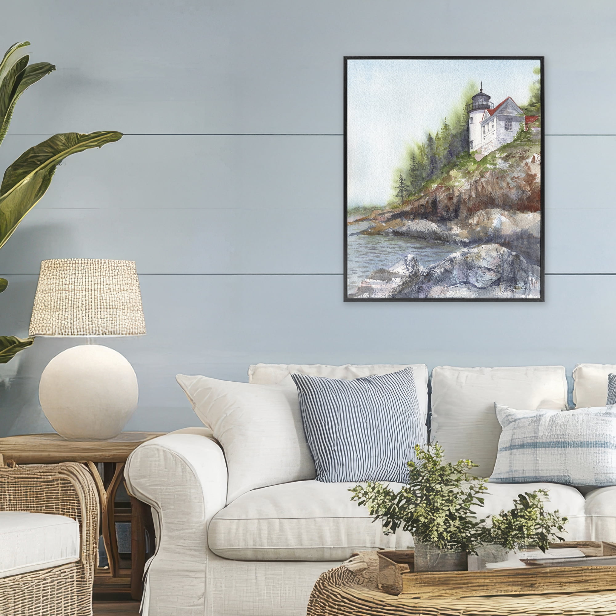 Stupell Industries Bass Harbor Lighthouse Black Framed Giclee Art, design by Patti Bishop