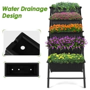 Funcid 4 ft Vertical Garden 5-Tier Raised Garden Bed Planter Box for Patio Balcony Flower Herb Freestanding Garden Planter Black, 26×22.75×45
