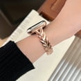 thumbnail image 5 of Diamond Design Compatible with Apple Watch Band 42/44/45/49mm Metal Fashion Women Replacement Strap Wheat Pattern Bracelet for iWatch Series 9/8/7/6/5/4/3/2/1 Champagne,Rosegold, 5 of 9