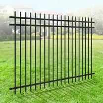 Fencer Wire Heavy Duty Pinnacle Fence Barrier Panel, 5FT Height X 8FT Width Anti-Rust Metal Fencing Panel, 2” Diameter Steel Outdoor Decorative Garden Fence Panel for Yard, Pool, Patio, Single Panel