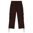 thumbnail image 3 of UAYOTSE Boys Girls Baggy Cargo Pants Y2k Trendy High Waist Athletic Pants Joggers Wide Leg Trousers Hiking Pants with Pockets(P74-Brown,5-6 Years), 3 of 5