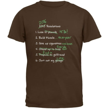 Funny New Years Resolution List Brown Adult T-Shirt -