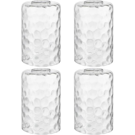 Lip-less Glass Lamp Shade, Cylindrical Light Cover with Fitter Opening, Replacement for Chandelier, Pendant, Bathroom Vanity Light, 4 Pcs