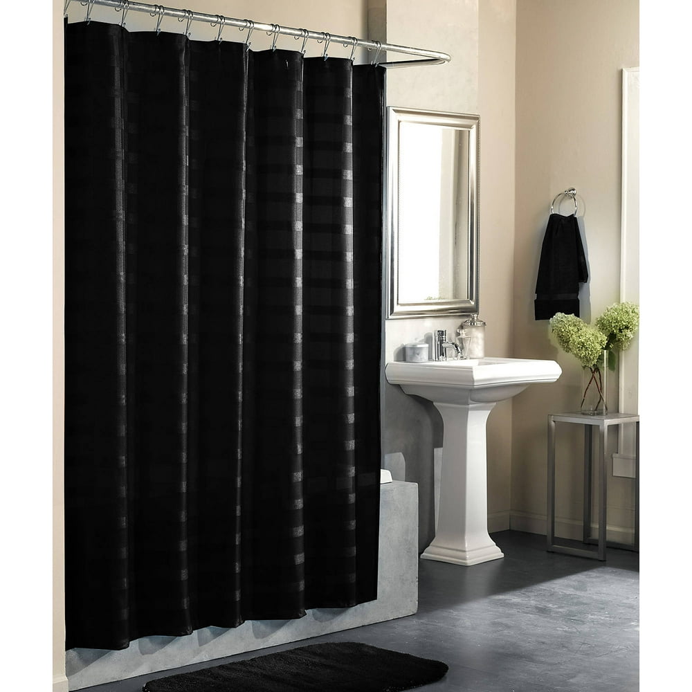 Mainstays Odyssey Solid Color Rich Black Shower Curtain, 1 Each