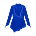 thumbnail image 7 of TiaoBug Kids Girls Figure Ice Skating Dress Long Sleeve Glittery Sheer Mesh Dance Competition Leotard Blue 16, 7 of 7