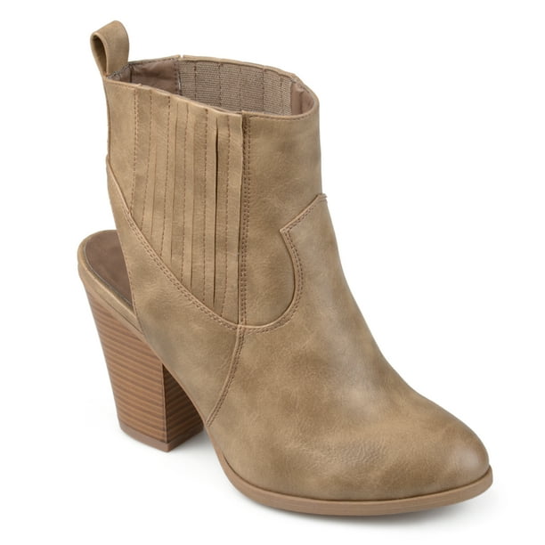 born wynd leather western stacked block heel booties