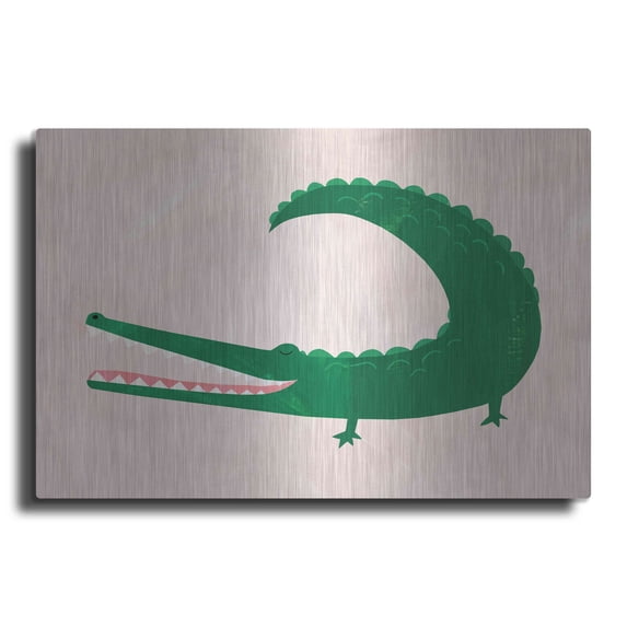 Luxe Metal Art 'Crocodile' by Emily Kopcik, Metal Wall Art, 16"x12"