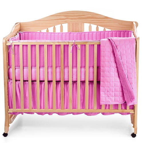 pink gingham crib sheet