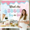 thumbnail image 3 of 7x5FT What's The Scoop? Boy or Girl Backdrop Ice Cream Gender Reveal Baby Shower Photography Background Summer Gender Reveal Party Decorations Banner Photo Booth Props, 3 of 5