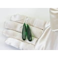 thumbnail image 3 of Sterling Silver Green Simulated Emerald Earrings Long Narrow Faceted Teardrops Simple Drops 2 Inch Designed for Adult Women, 3 of 5