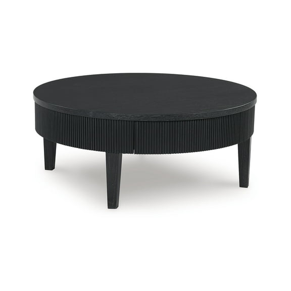 Signature Design by Ashley Marstream Round Coffee Table with Storage Drawers, Modern Farmhouse, Black