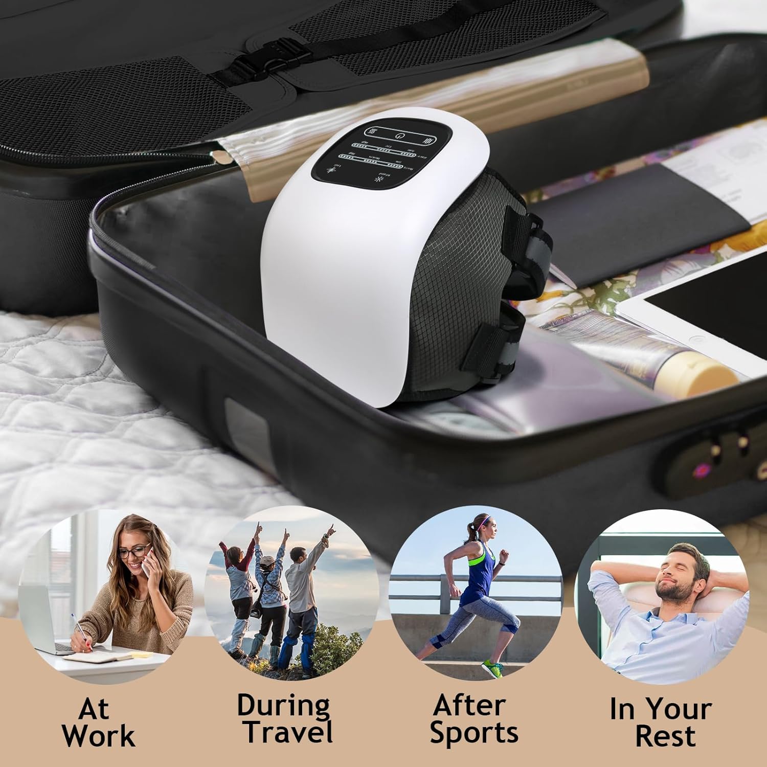 3-in-1 Heated Knee Massager Wrap with Red Light & Vibration, Portable Electric Joint Comfort Device with Adjustable Straps for Knees, Shoulders, and Elbows