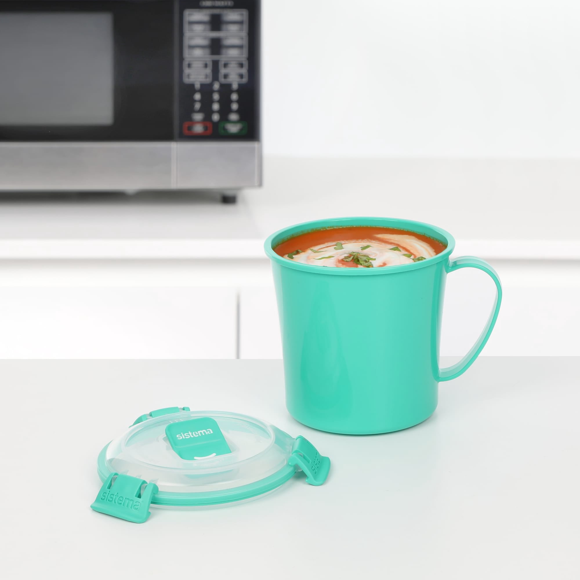 (3 pack) Sistema Microwave Medium Soup Mug Food Container
