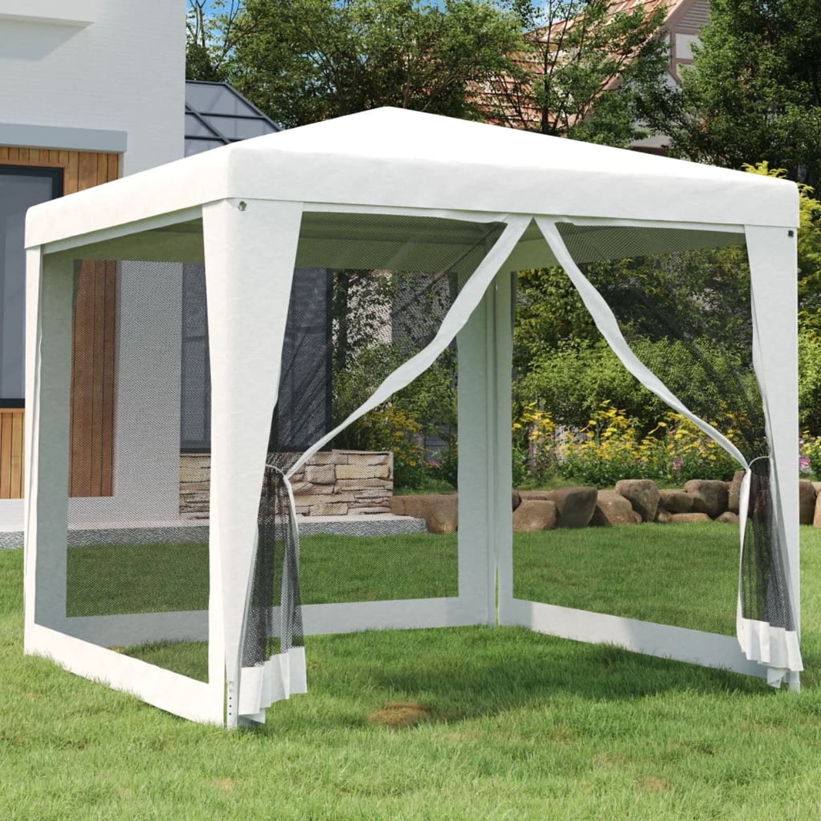 Party Tent with 4 Mesh 8.2'x8.2' White - Walmart.com