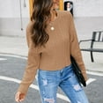 thumbnail image 2 of Solid Short Sweaters for Women Long Sleeve Round Neck Pullover Cropped Sweater Pullover Tops Trendy Casual Knits Shirt, 2 of 5