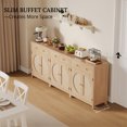 thumbnail image 3 of Holliwill Rattan Buffet Cabinet Sideboard with Drawer & Door, Farmhouse Storage Cabinet Coffee Bar for Dining Room Living Room Kitchen Entryway, Natural Oak, 3 of 14