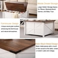 thumbnail image 2 of Farmhouse Coffee Table with Large Hidden Storage Compartment - Rustic Square Wood Center Table with Hinged Lift Top for Living Room - White, 2 of 4