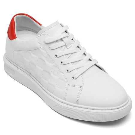 

CMR CHAMARIPA Casual Elevator Shoes For Men - White Cowhide Leather Elevator Sports Shoes 2.76 Inches / 7 CM