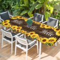thumbnail image 2 of Sunflowers Table Cloths for 8 Foot Rectangle Tables, Yellow Summer Botanical Elegant Flowers Wooden Patio Waterproof Elastic Fitted Tablecloths, Washable Rectangular Table Cover for Camping, 2 of 8