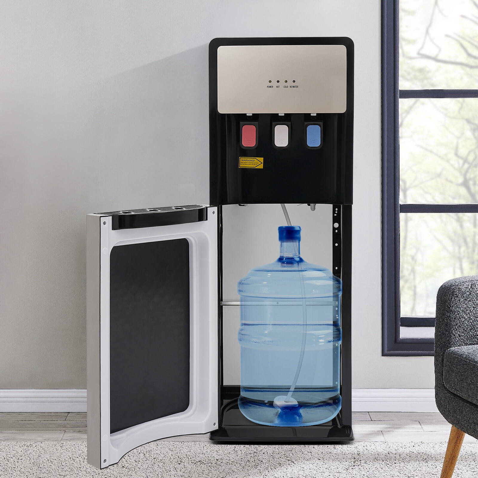Silver Grey Bottom Loading Water Cooler Dispenser Hot & Cold Standing Water Dispenser for Homes, Offices