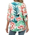 thumbnail image 6 of Nlife Women Floral Blouse for Women Hawaiian 3/4 Sleeve Top Tropical V-Neck Casual Shirt with Button Details, 6 of 7