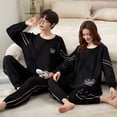 thumbnail image 1 of Pijamas de pareja Pijamas de mujer de otoño e invierno Ropa informal para el hogar para hombre Traje de dos piezas de algodón peinado suelto, 1 of 6