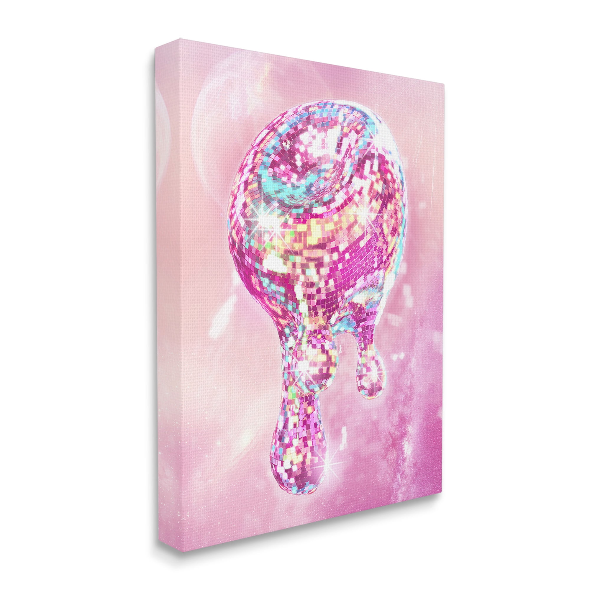 Stupell Industries Dripping Disco Ball Abstract Painting Gallery Wrapped Canvas Art Print Wall Art, 16 x 20
