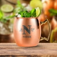 thumbnail image 4 of PERSONALIZED Monogram Letter Name Custom Engraved Moscow Mule Mug With Sturdy Handle and Round Rolled Rim, Classic Smooth Copper Finish 18oz, Bold, Set of 4, 4 of 6