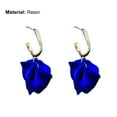thumbnail image 4 of 1 Pair Pendant Earrings Sweet Exquisite Piercing Rose Petal Hoop Earrings for Daily Life-Lake Blue, 4 of 7