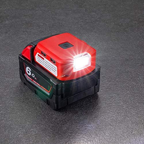 Battery Adapter for Milwaukee 18V Lithium Ion Battery,DC Port \u0026 LED Work Light \u0026Dual USB Charger,Power Supply Compatible with Milwaukee 49-24-2371