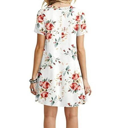 

Wedding Guest Dresses for Women Plus Size Dress for Women Fashion Women Casual Short Sleeve O-Neck Printing Womens Baggy Mini Dress Dress Pants Women Flower Girl Dress on Clearance Pink M