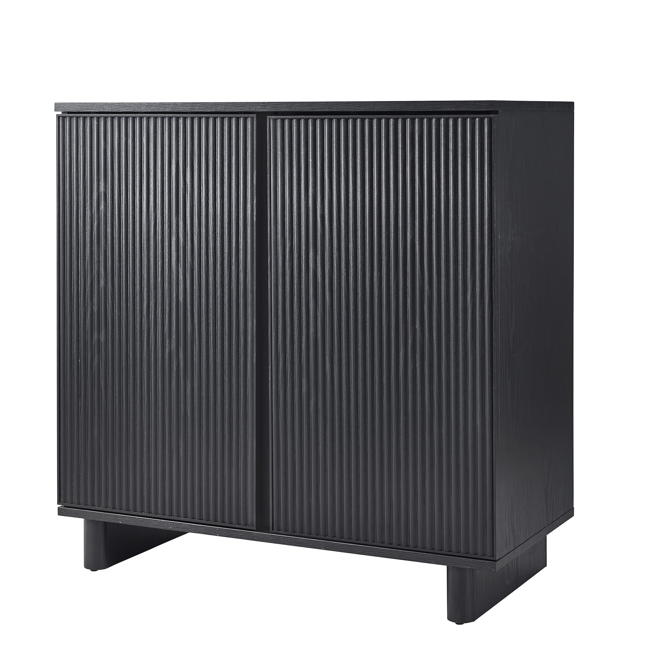 Better Homes & Gardens Lillian Fluted Bar Cabinet with Storage, Rich Black Finish