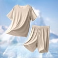 thumbnail image 2 of Klisyaur Mens Shorts 2 Piece Set Pajama Short Sleeve Tops and Lightweight Sleepwear Soft Comfy Shorts Bottoms, 2 of 7
