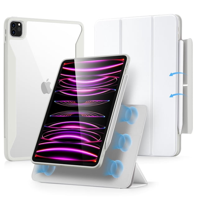 Funda ESR para iPad Pro 12.9 (2022/2021) con soporte para lápices, color blanco