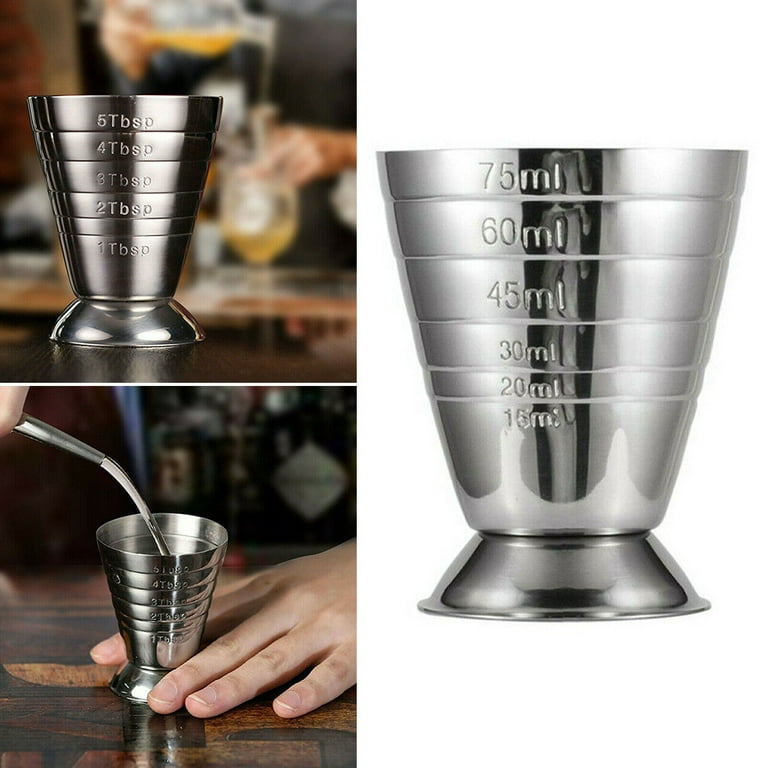Bartender Measuring Cup, Stainless Steel Cocktail Jigger, 75ml 5Tbsp Mixed  Beverage Drink Graduated Cup for Liqueur Ice Soda Espresso