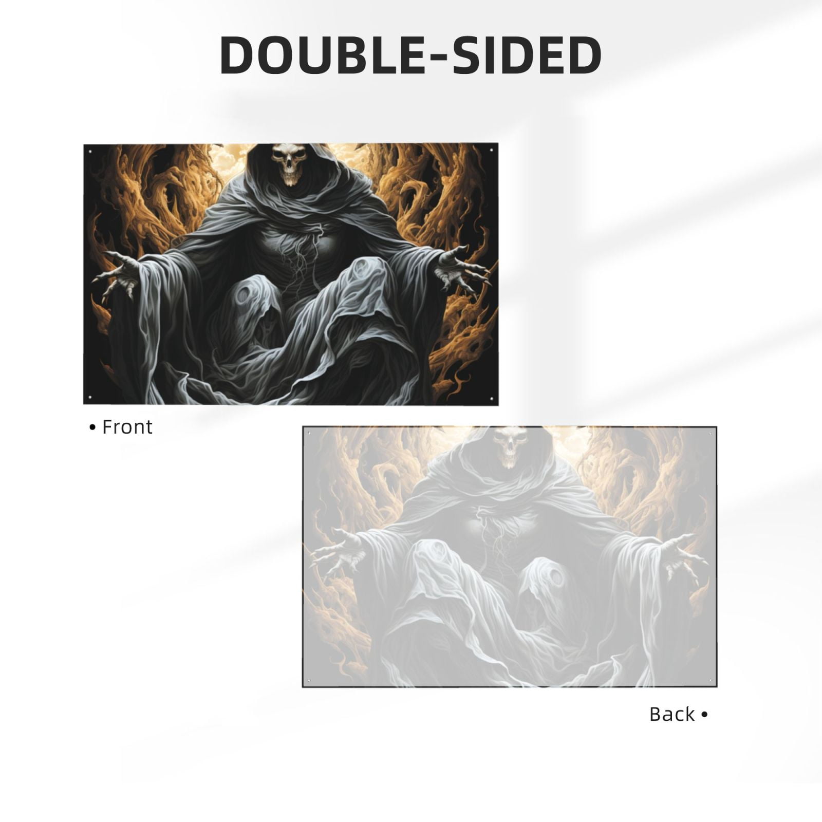 Angel Grim Reaper Skeleton Skull Art Four Hole Decorated Banner Flag for Garden Yard Home Decoration Indoor Outdoor 4x6 Ft