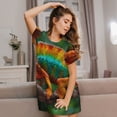 thumbnail image 3 of Easygdp Chameleon Camisón de manga corta para mujer, informal, estampado, 3 of 6