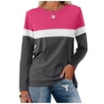 thumbnail image 1 of Pxiakgy Vente Chaude!! Tunique à Blocs de Couleur pour Femmes Hauts Décontractés à Manches Longues Col Rond Pull Tunique à Blocs de Couleur pour Femmes Hauts Décontractés à Manches Longues Col Rond Pull Rose Vif L, 1 of 7