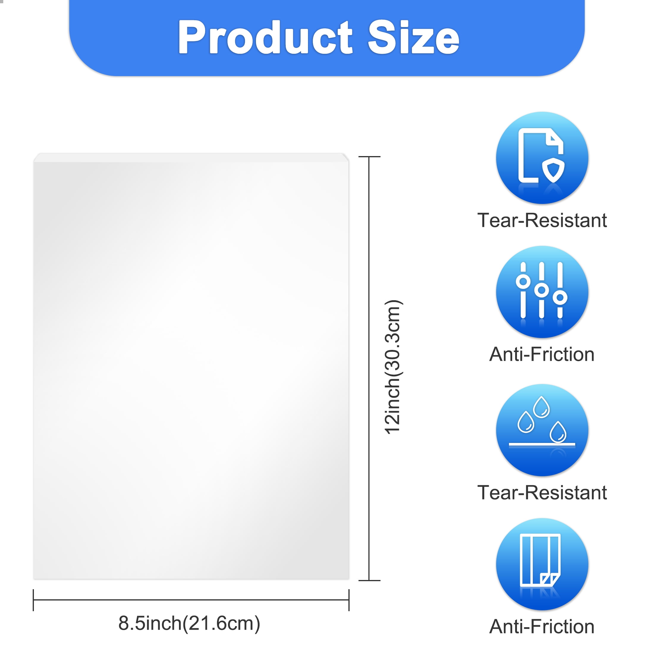 Clear Thermal Laminating Pouches, 50 Count Plastic Paper Laminating Sheets, 8.5" x 12" 5 mil Thick