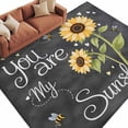 thumbnail image 2 of 5'x8' Area Rugs, You Are My Sunshine Indoor Outdoor Area Rug for Living Room Bedroom, Yellow Sunflowers Cute Bees Heart Dark Gray Washable Bathroom Rugs Kitchen Floor Carpet Mats Home Decor Aesthetic, 2 of 8