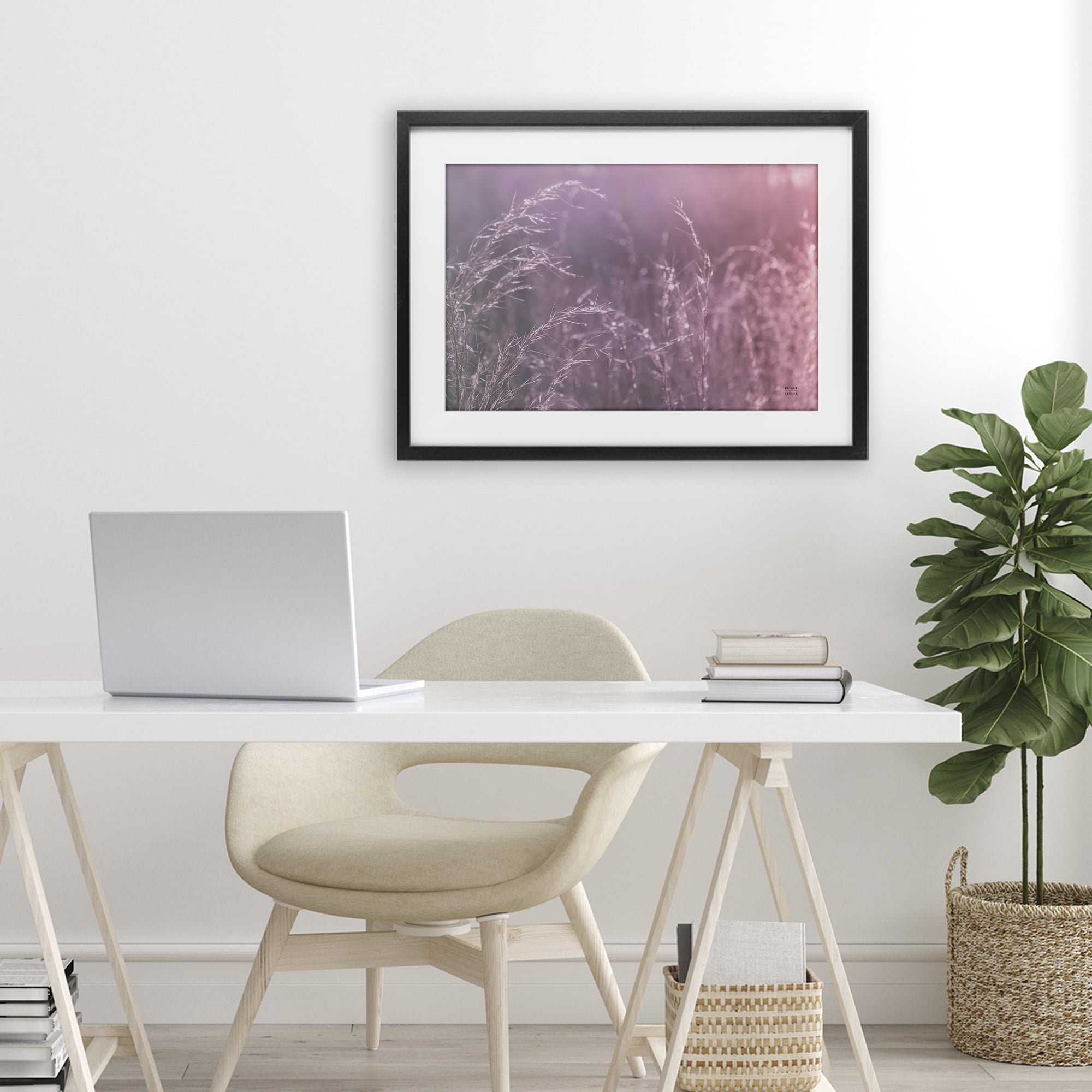 Stupell Industries Pink Meadow at Dawn Black Framed Print Under Glass, design by Nathan Larson
