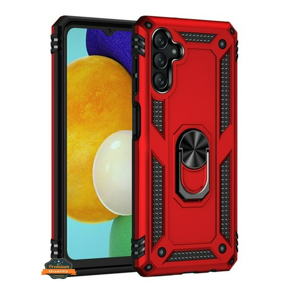 For Samsung Galaxy A13 5G Shockproof Hybrid Dual Layer TPU with Ring Stand Metal Kickstand Heavy Duty Rugged Armor Shell Phone Case Cover by Xpression [Red]